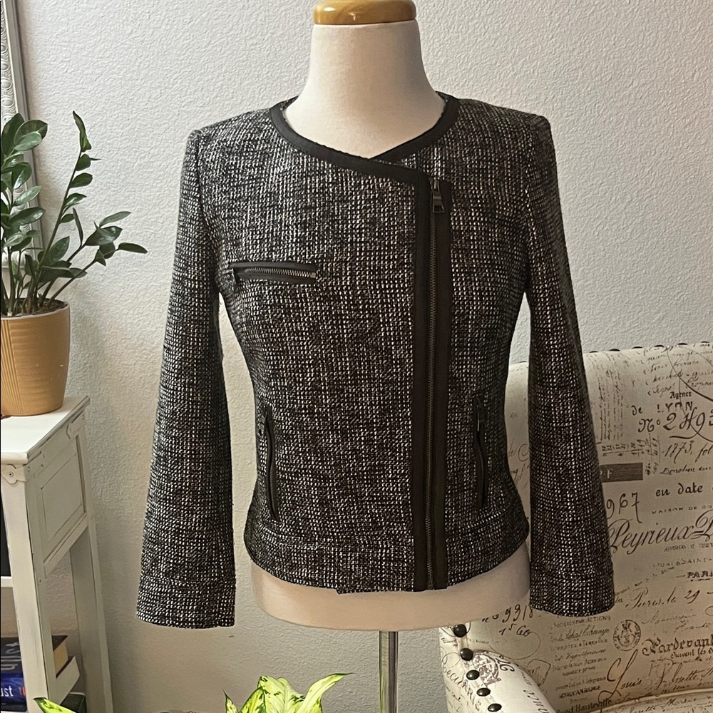 Banana Republic Moto Side Zip Tweed Jacket